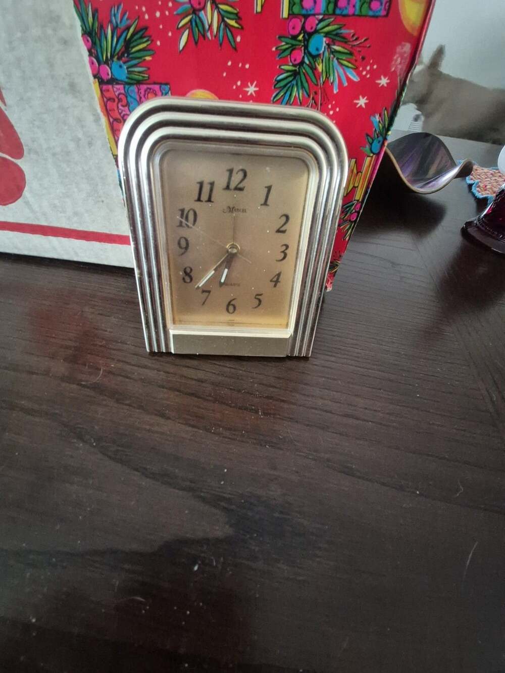 Marbor Art Deco Quartz Desk Alarm Clock Gold Tone